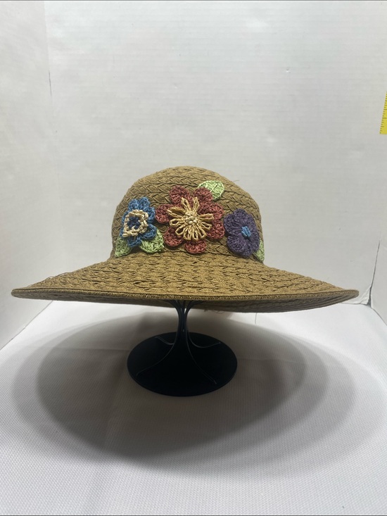 Cappelli Straworld Accessories - Cappelli Straw Sun Hat Multicolor Crochet Flowers - Women’s UPF NEW NWT
